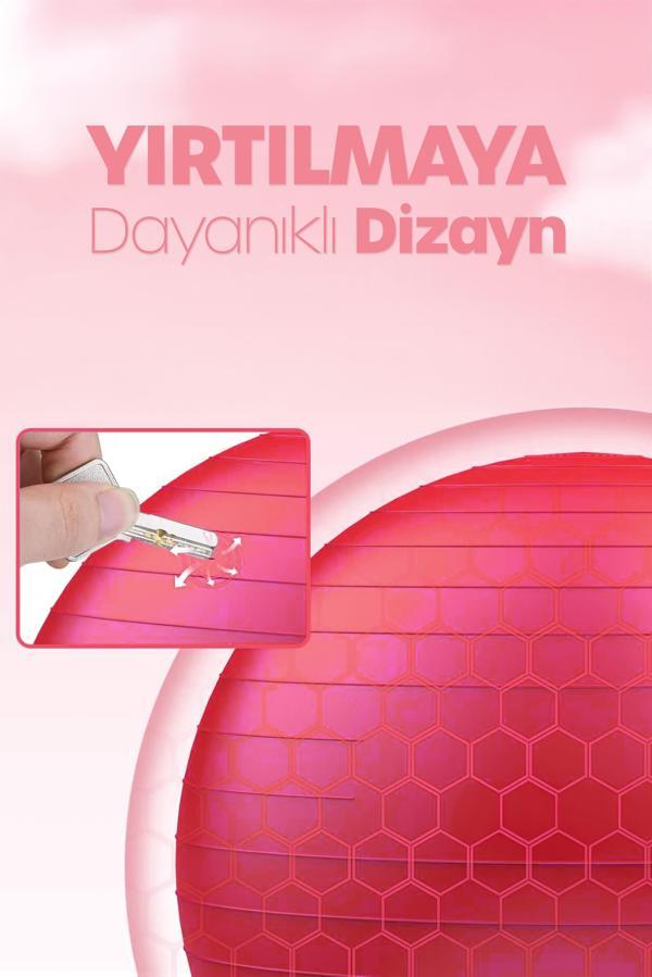 65 cm Pilates Topu ve Pompa Seti | 155-170 cm Boy İçin Uygun Dayanıklı Anti-Slip Kırmızı - Image 1