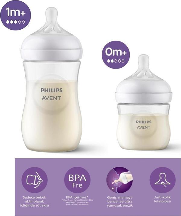 Philips Avent Natural Response Doğal Tepkili Pp 2'Li Biberon Seti, 125Ml, 0+ Ay & 260Ml, 1+ Ay - Cam Değildir. - Image 1