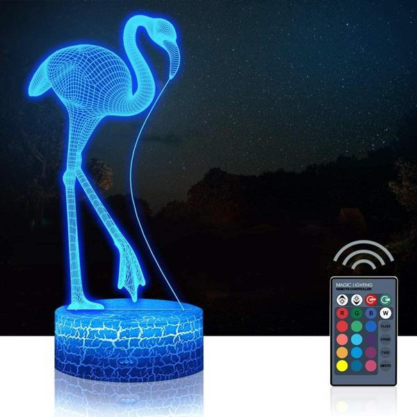3D Işıklı Flamingo Gece Lambası Kumandalı Dekoratif Hediyelik - Image 1