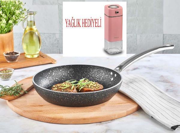 Granit Tava 24 CM ve Pembe Yağlık Sirkelik Sosluk - Image 1