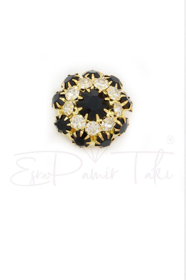 Siyah Taşlı Düğme Süsü Broş - Image 1