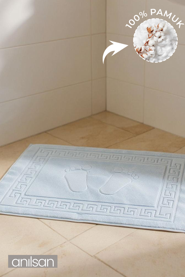 Mavi Greek Ayak Havlusu - 50x70 Cm, 245 Gr, %100 Pamuk, Spa Ve Otel Banyo Paspası, Günlük Kullanıma Uygun - Image 1