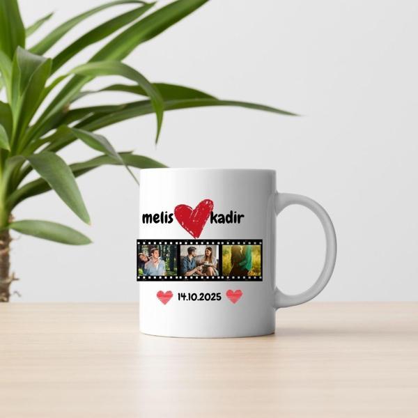 Film Şeridi Tasarımlı Kişiye Özel Fotoğraflı Kupa Bardak – Sevgililere Özel Hediyelik - Image 1