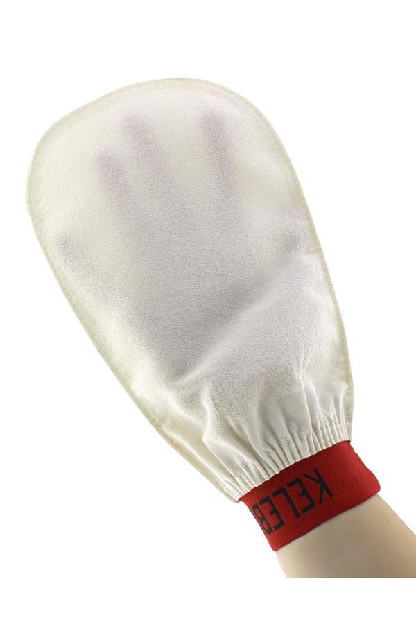 Kelebek Kese Ekru Duş Kesesi Peeling Eldiveni Lastikli %100 Floş Kese - Image 1