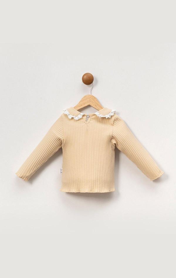 Fitilli Bebe Yaka Pamuklu Uzun Kol Kız Çocuk Sweatshirt - Image 1