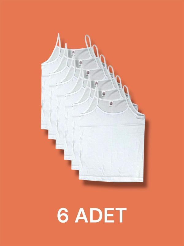 Ekonomik İnce Askılı Kız Çocuk Pamuklu Atlet 6'lı Paket - Image 1