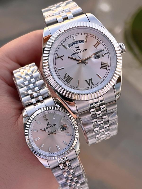 Bay Ve Bayan Çelik Kordon Çiftlere Özel 3 Atm Suya Dayanıklı Cift Saati CF.PK.12994.P3 - Image 1