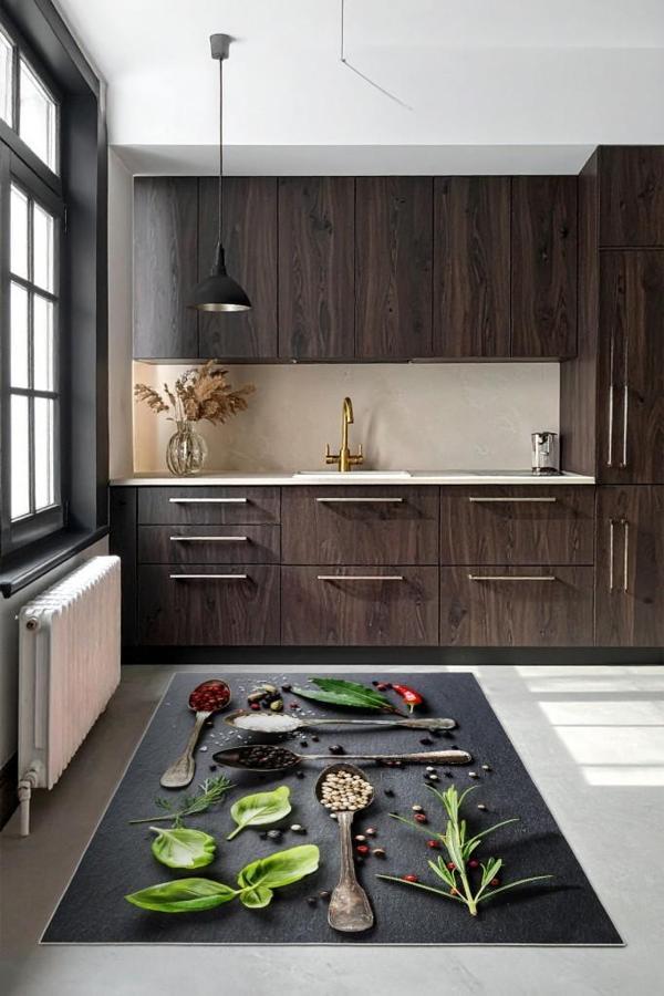 Lezzetle Gelen Stil Mutfakta Şıklığın Yeni Yolu Baharat Temalı Dekoratif Kaymaz Taban Halı - Image 1