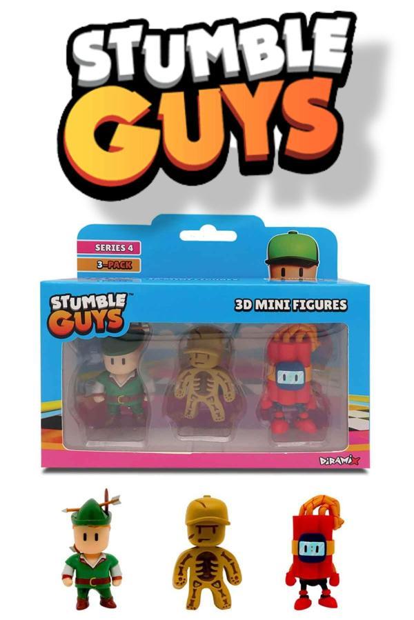 Stumble Guys 3'lü Mini Figür Seri 4 - Green Hood - Fossil Guy - Nitro Mcboomyson - Image 1