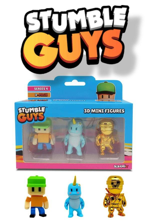 Stumble Guys 3'lü Mini Figür Seri 4 - Pixel Guy - Narwhal - Golden Sensei - Image 1