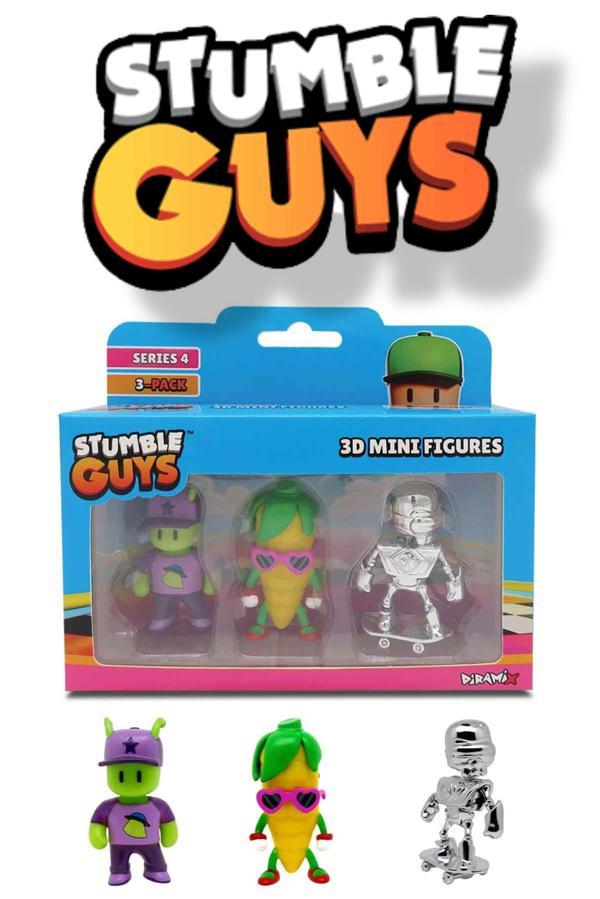 Stumble Guys 3'lü Mini Figür Seri 4 - Abducted Guy - Corn - Silver Skeleton - Image 1