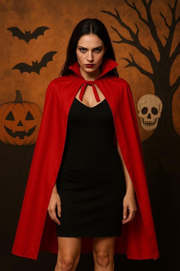 Kırmızı Şeytan Pelerini 120 cm Halloween Kostüm Aksesuarı - Image 1