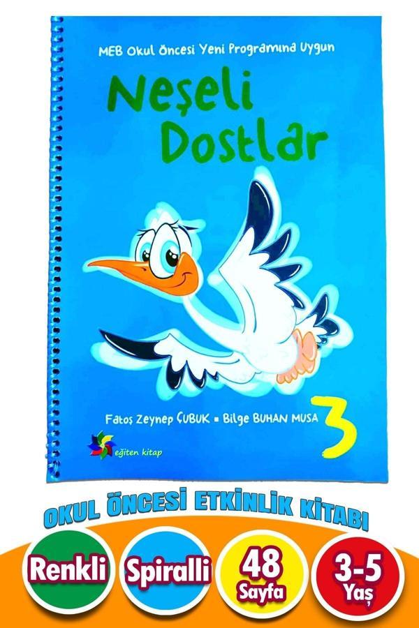 3 4 5 Yaş Etkinlik Kitabı Neşeli Dostlar Mavi Kitap 3 - Eğiten Kitap - Image 1