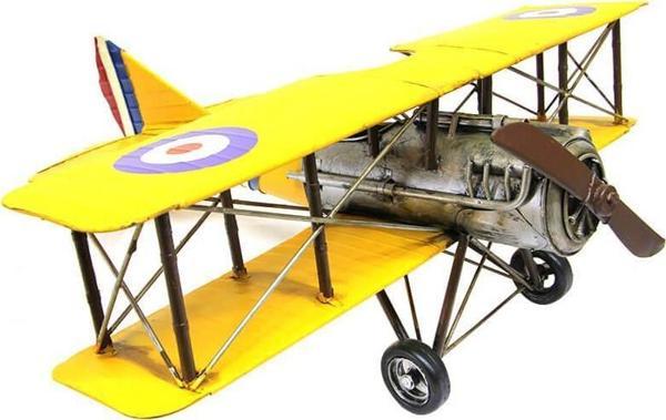 Dekoratif Metal Uçak Çift Kanatlı Dekoratif Hediyelik - Image 1