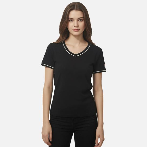 Fila Kadın Günlük T-Shirt Portello Slim V-Neck T-Shirt Faw1166.80010 - Image 1