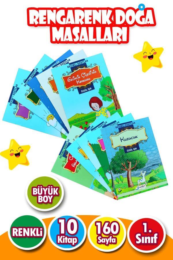 Rengarenk Doğa Masalları Seti 1. Sınıflar Için Büyük Boy Resimli 10 Kitap - Harika Kitap - Image 1