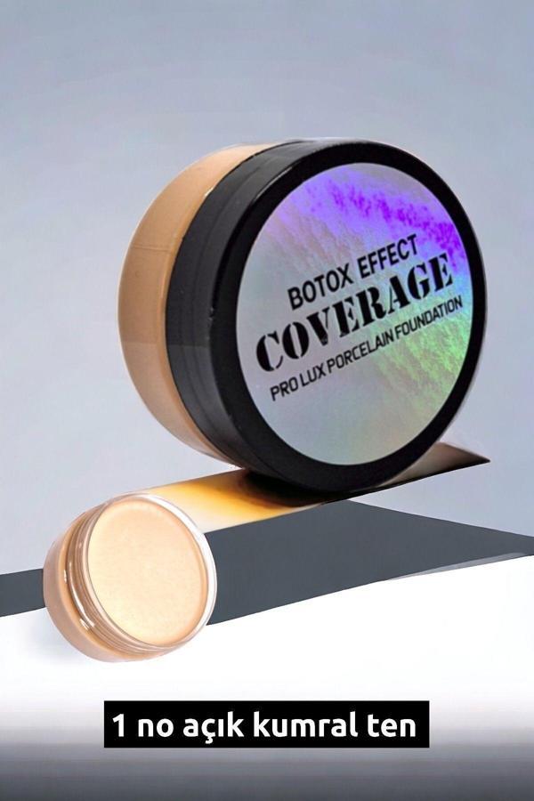 Wonderway Yoğun Kapatıcı Porselen Fondöten - Botox Effect No:1 Açık Kumral Ten Sünger Ve Göz Kalemi Açık Ten - Image 1