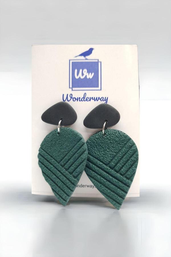 Wonderway Özel Tasarım El Yapımı Polimer Kil Küpe Yeşil - Image 1