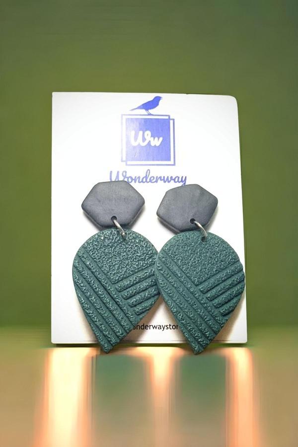 Wonderway Özel Tasarım El Yapımı Polimer Kil Küpe Yeşil - Image 1