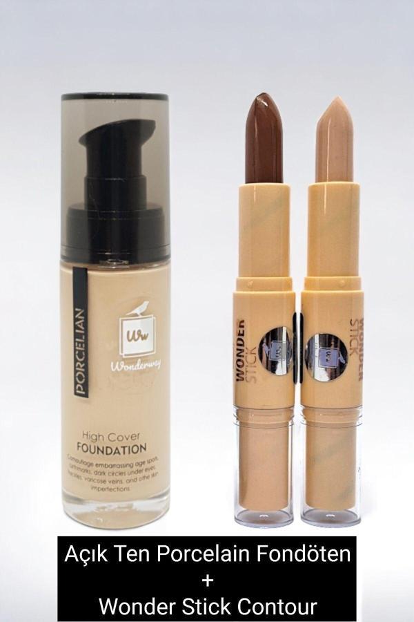 Wonderway Fondöten -Yoğun Kapatıcı Fondöten & Kontür Set - Açık Ten Açık Ten - Image 1