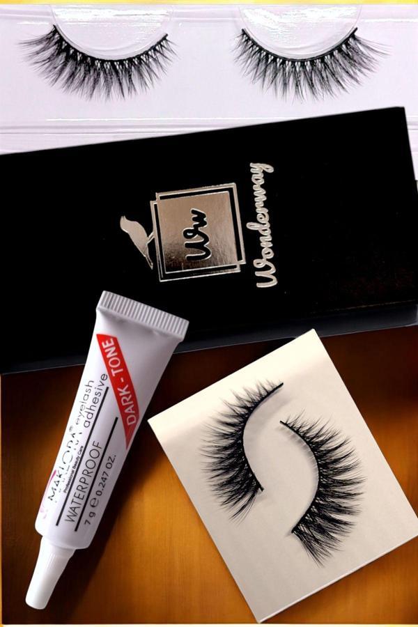 Wonderway Doğal Ipek Takma Kirpik Ve Kirpik Yapıştırıcı Set- Cat Eye Effect  - Image 1