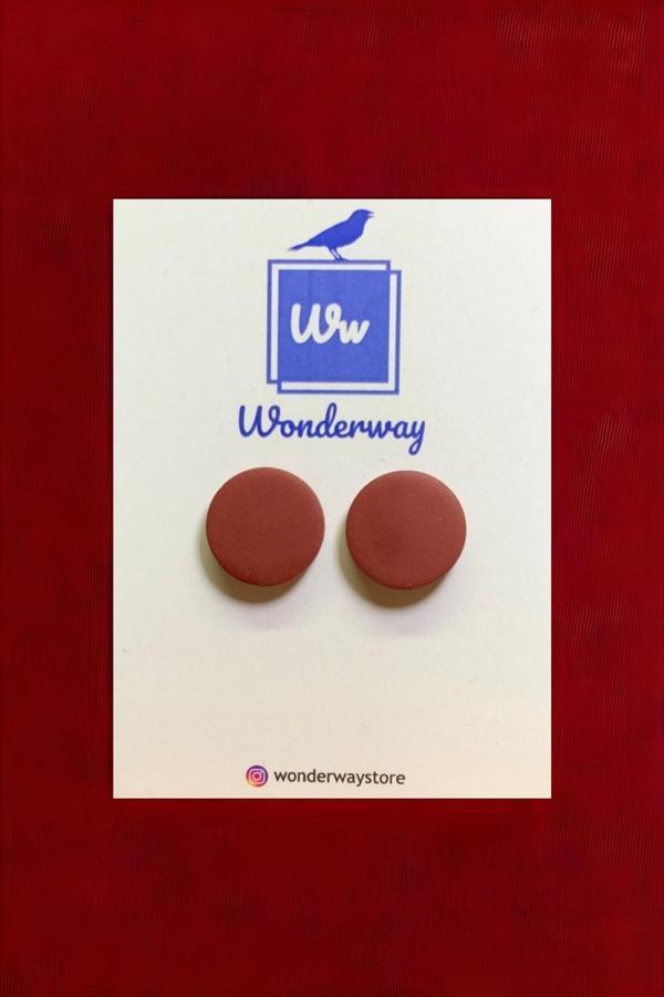 Wonderway Özel Tasarım El Yapımı Polimer Kil Küpe Bordo - Image 1