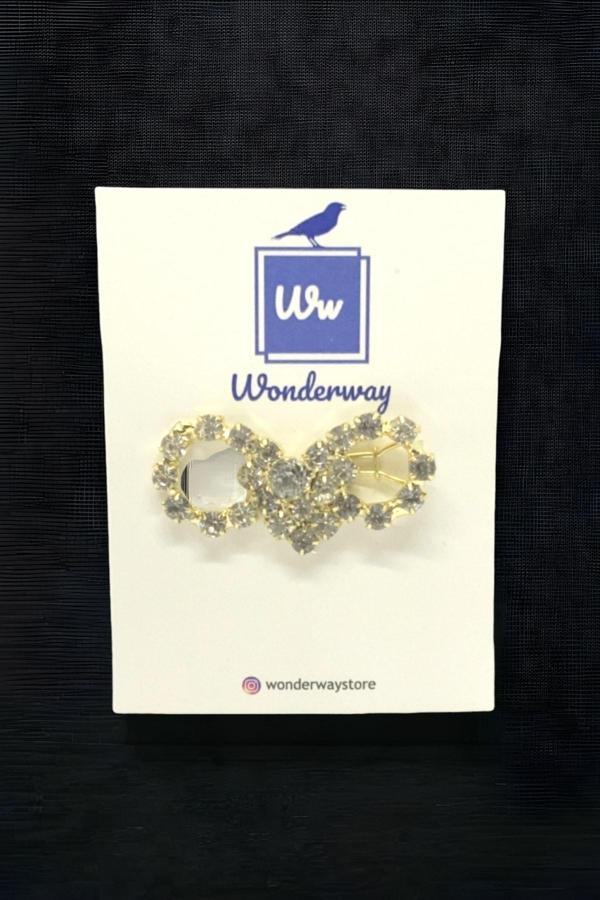 Wonderway Parlak Taş Detaylı Toka Beyaz - Image 1