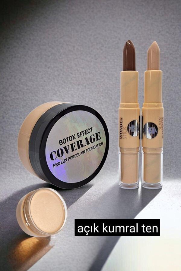 Wonderway Yoğun Kapatıcı Porselen Fondöten & Kontür Set - Açık Kumral Ten Açık Ten - Image 1