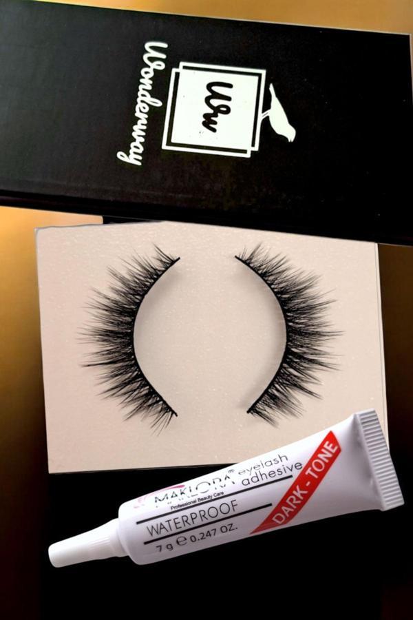 Wonderway Kısa Sık Doğal Ipek Kirpik Ve Kirpik Yapıştırıcı Set - Göz Kalemi Hediyesi Ile  - Image 1