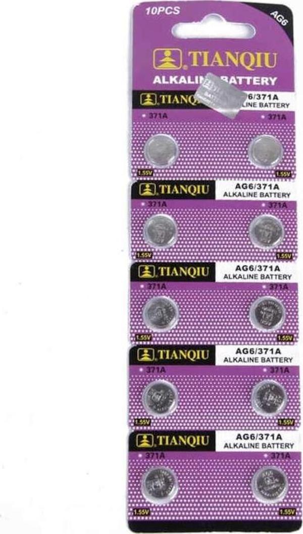 TIANQIU AG6 LR920/371 Alkalin 10'lu Düğme Pil - Image 1