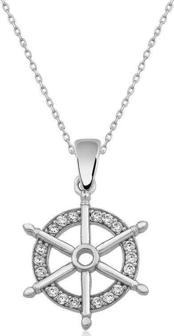 925 Ayar Gümüş Gemi Dümeni Kadın Gümüş Kolye - Image 1