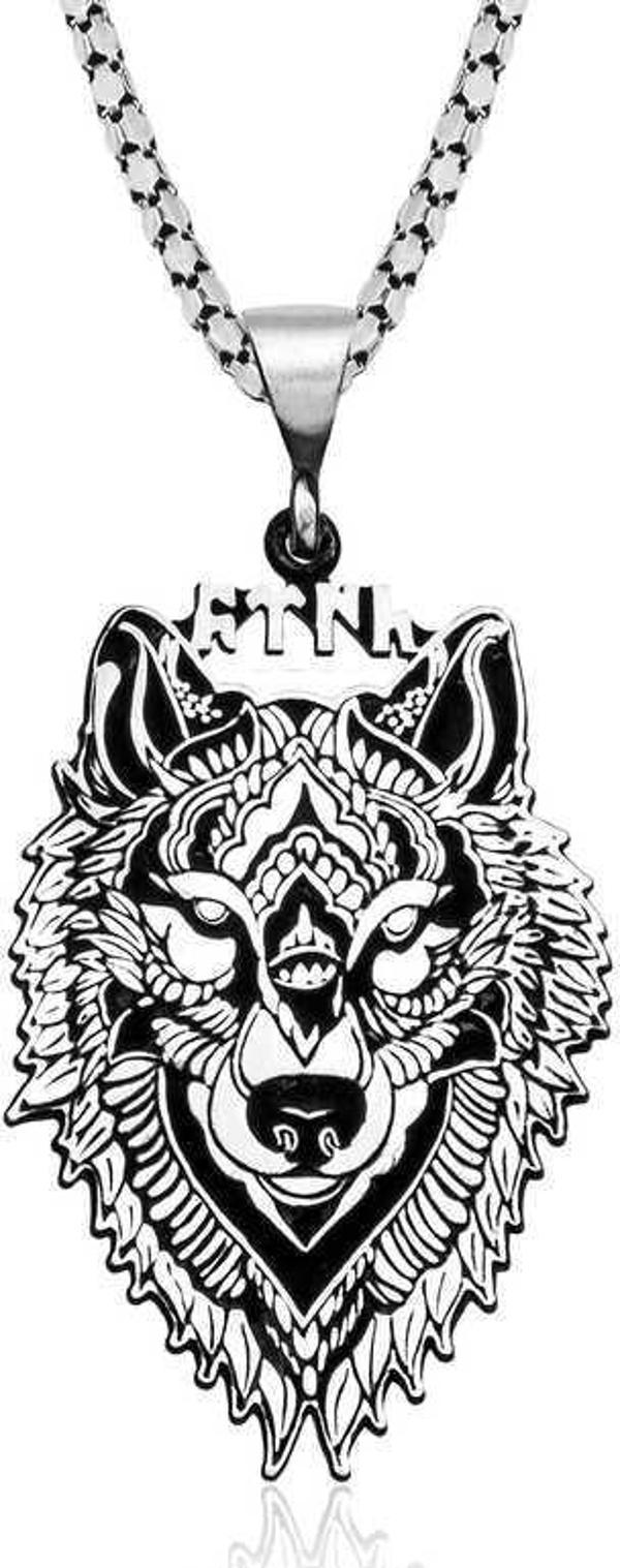 ​925 Ayar Gümüş Göktürkçe Türk Yazılı Kurt Gümüş Kolye - Image 1