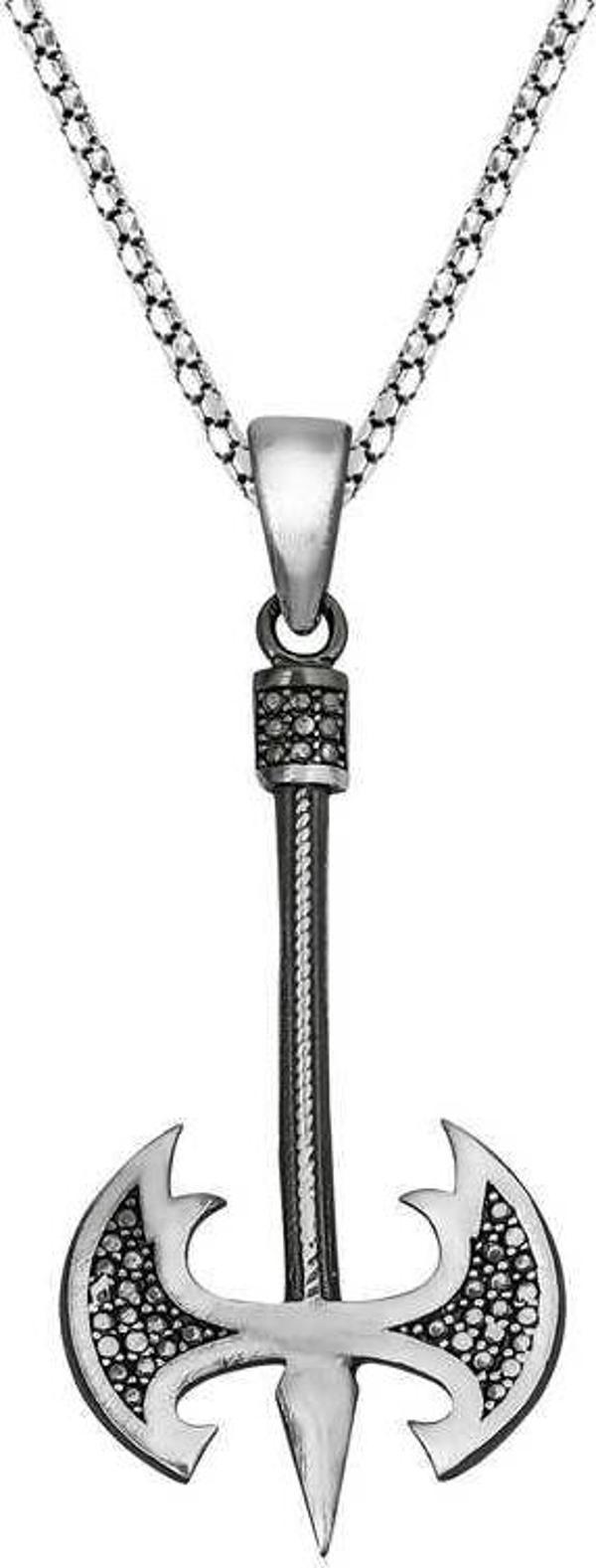 925 Ayar Gümüş Balta Erkek Gümüş Kolye - Image 1