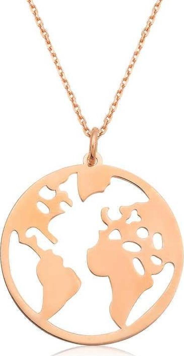 ​925 Ayar Gümüş Rose Dünya Gümüş Kolye - Image 1