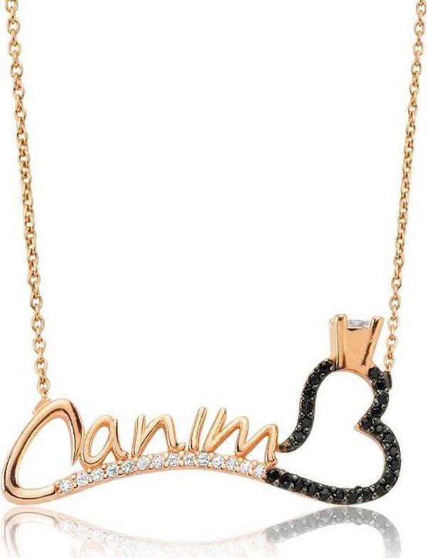 925 Ayar Gümüş Canım Yazılı Tek Taş Kalp Kadın Gümüş Kolye - Image 1