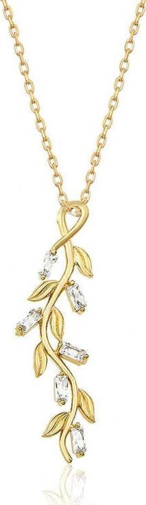 925 Ayar Gümüş Gold Sarmaşık Kadın Gümüş Kolye - Image 1