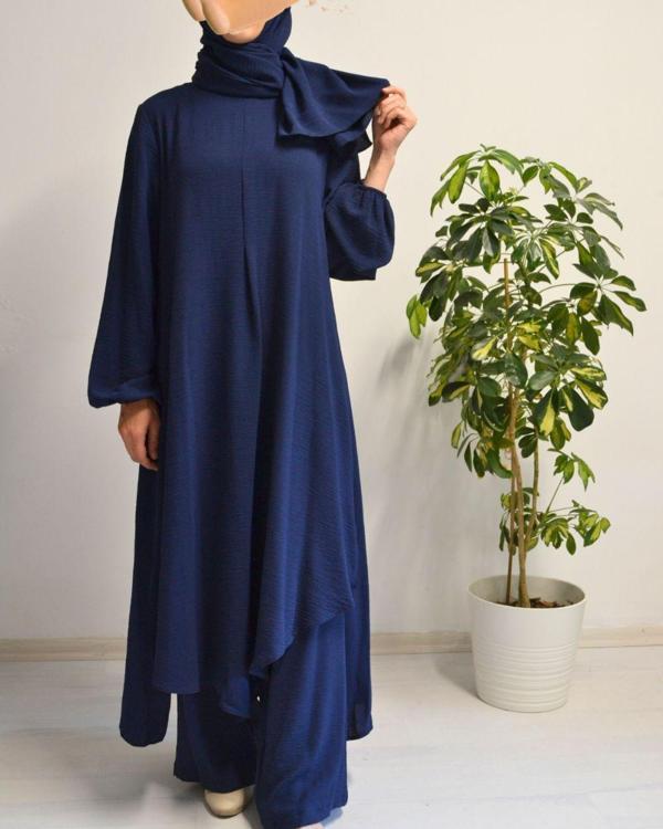 Kadın Aerobin Kumaş 3’lü Takım – Tunik, Pantolon ve Şal- Tesettür Giyim - Image 1