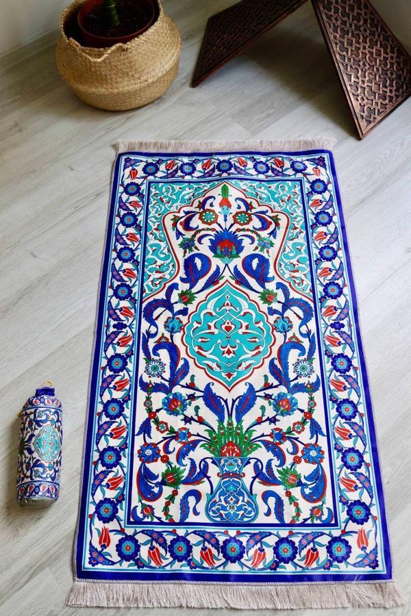 Ebru Desenli İpek Dokulu Keseli Seccade S1001 - Image 1