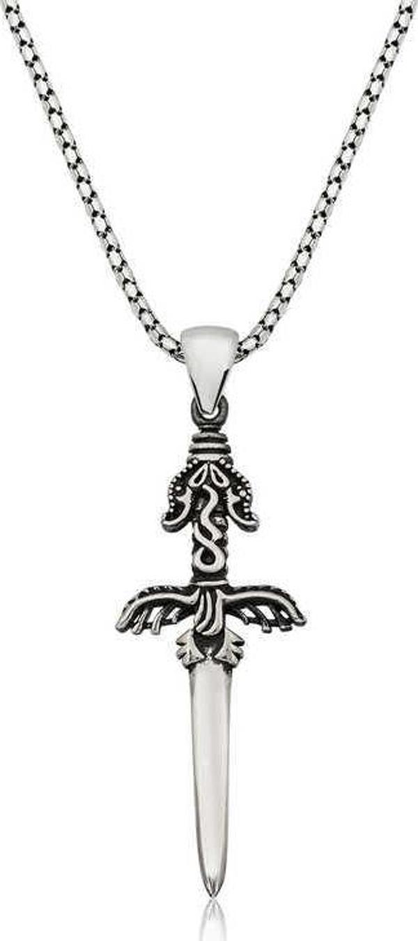 925 Ayar Gümüş Kılıç Erkek Gümüş Kolye - Image 1