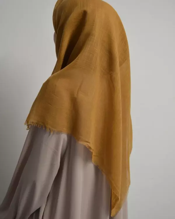 Flamlı Kare Pamuklu Eşarp Hardal 5 Adet - Image 1