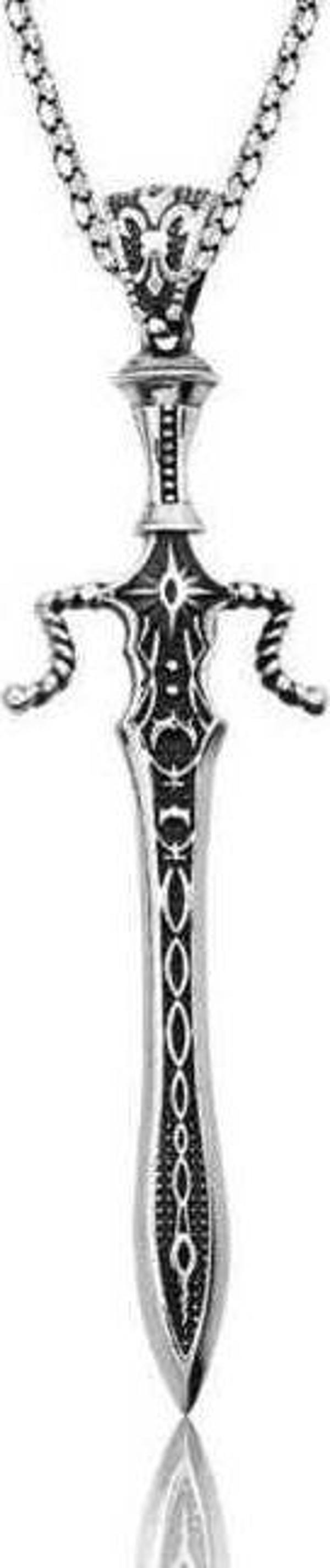 925 Ayar Gümüş Kılıç Gümüş Kolye - Image 1