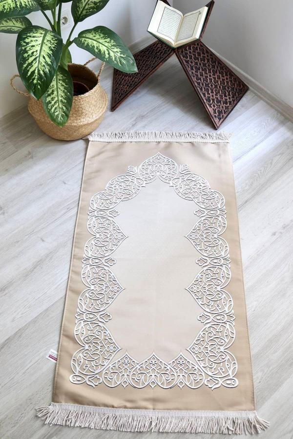 Astarlı Lüks Çeyizlik Seccade S1022 Krem - Image 1