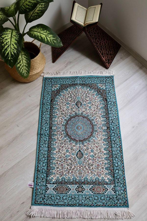 Osmanlı Desen Astarlı Lüks Seccade S1018 Mavi - Image 1