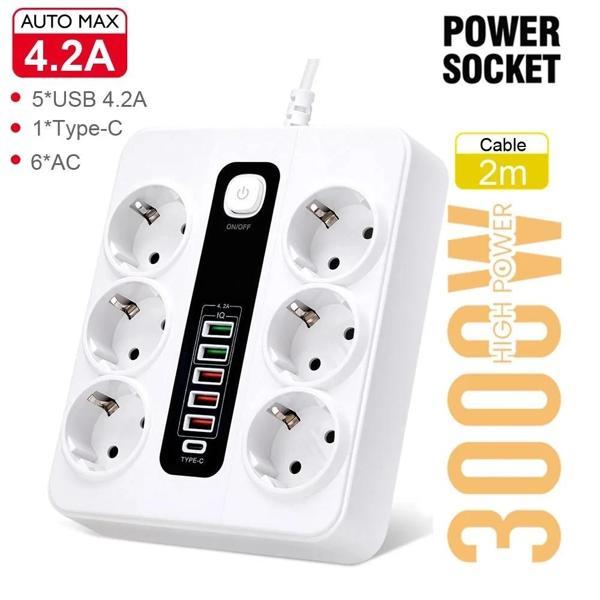 Hp-h04 3000w 10amper 6’lı 2metre Uzatma Kablolu Çoklu Termal Akım Priz - Image 1