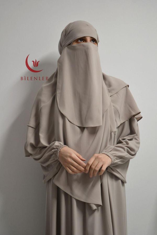 Medine İpeği Elbise-Sufle ve Peçe Takım Üç Parça Set - Image 1