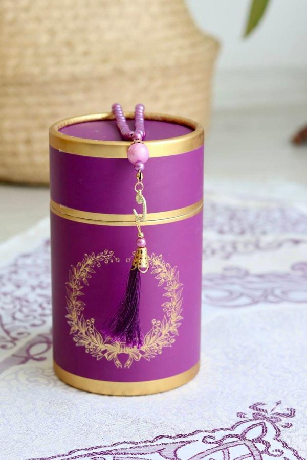 Silindir Kutulu Seccade Ve Tesbih Seti S1040 Mor - Image 1
