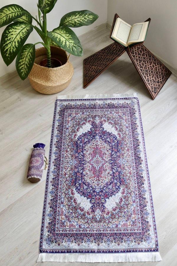 Taşınabilir Ipek Dokulu Keseli Seccade Kilim Desen S1001113 - Image 1