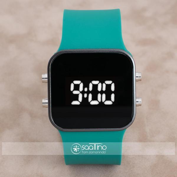 SaaTTino Petrol Yeşili Silikon Kordonlu Unisex Bayan Kol Saati ST-303953 - Image 1