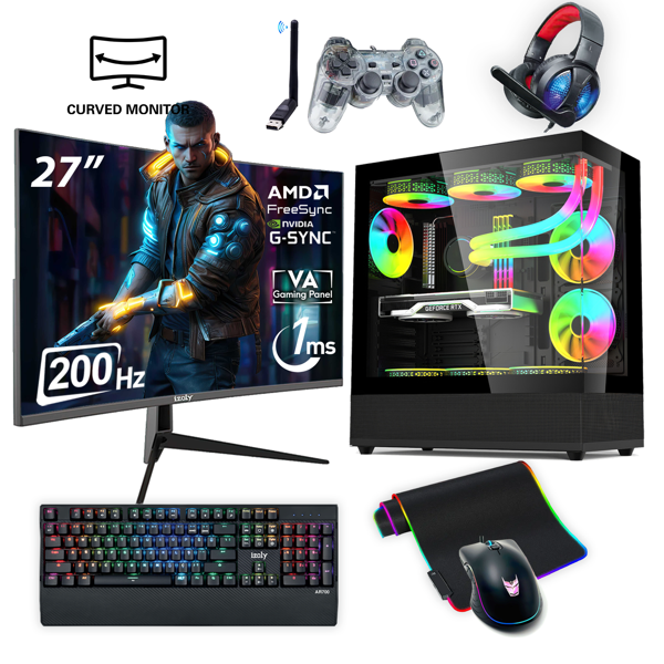 NextGen R5-A-X i5 13400F 32GB DDR5 1TB M.2 NVMe RTX 4060 8GB 27" 200HZ 240mm Sıvı Soğutma Oyuncu Masaüstü Bilgisayarı  - Image 1