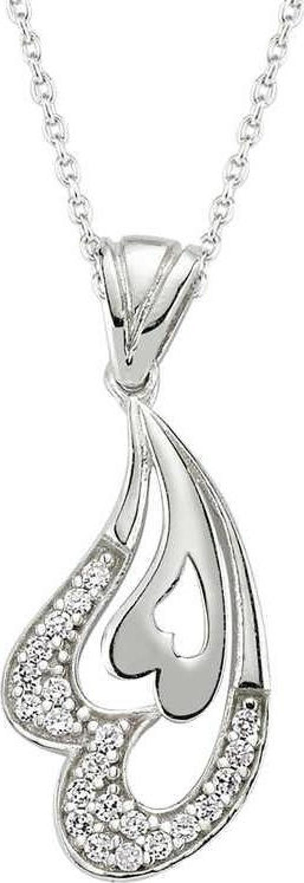 925 Ayar Gümüş Kalpli Kadın Gümüş Kolye - Image 1